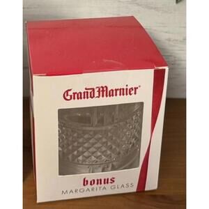 Grand Marnier Margarita Glass New in Box Cut glass design white logo